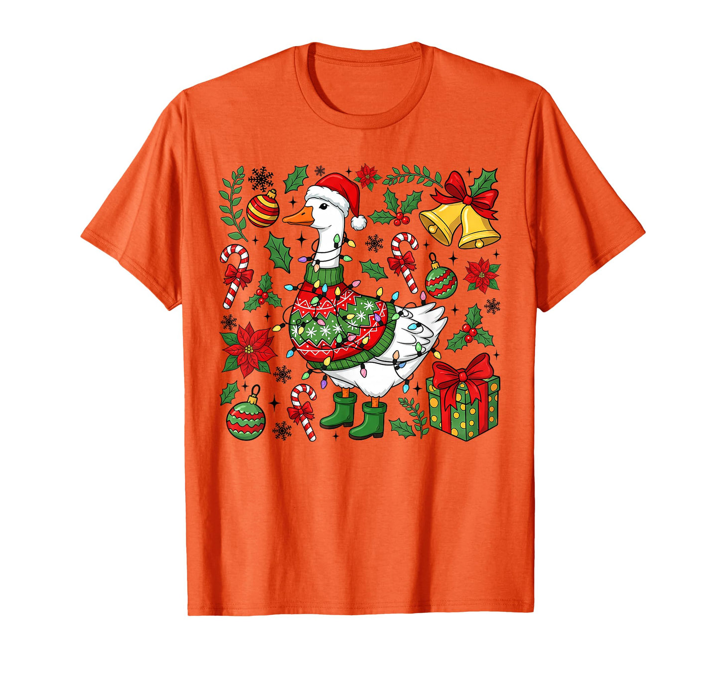 Funny Christmas Goose Santa Hat Retro Holiday Sweater T-Shirt