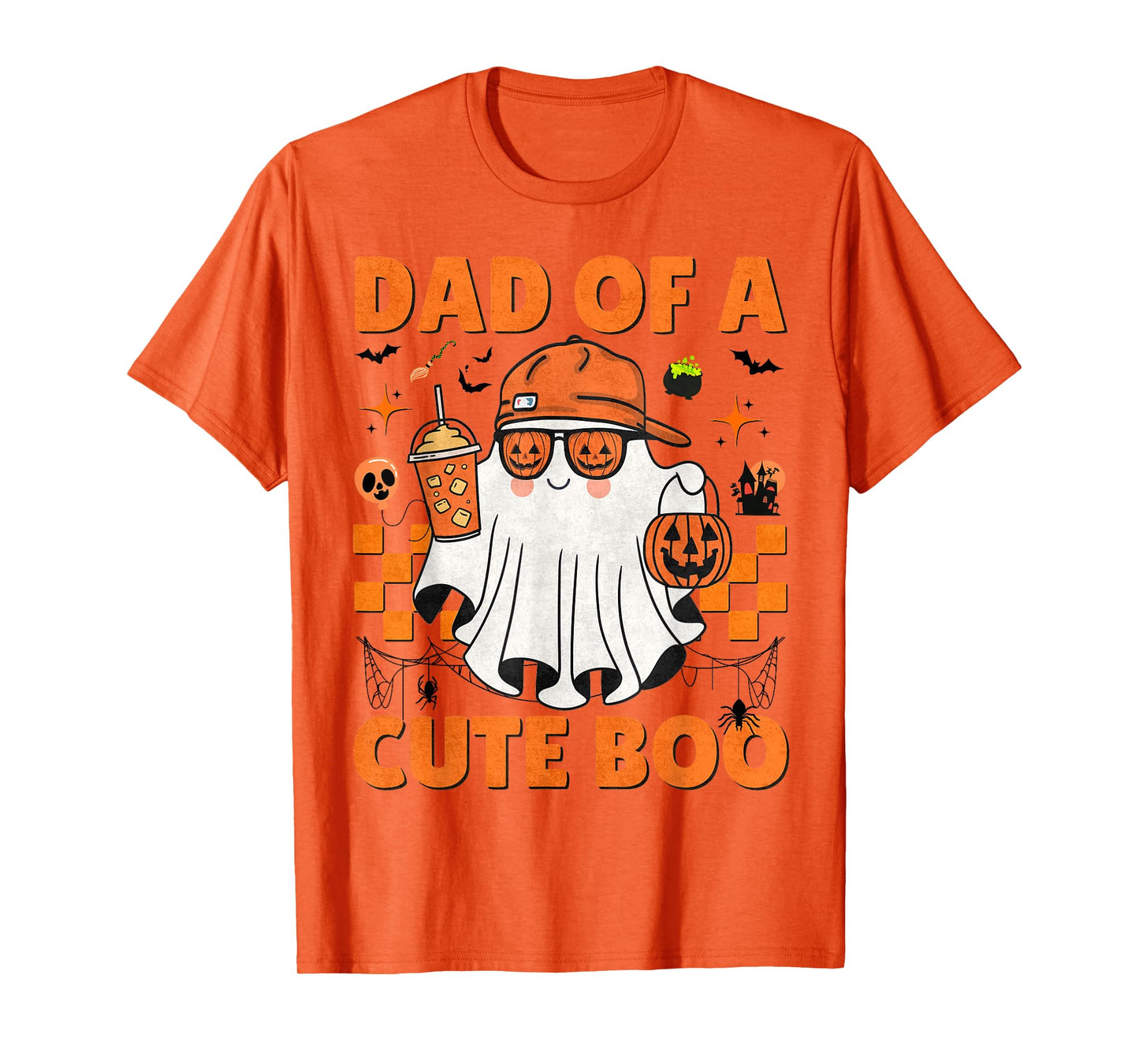 Funny Dad Halloween Boo Ghost Pumpkin Glasses Coffee Men T-Shirt