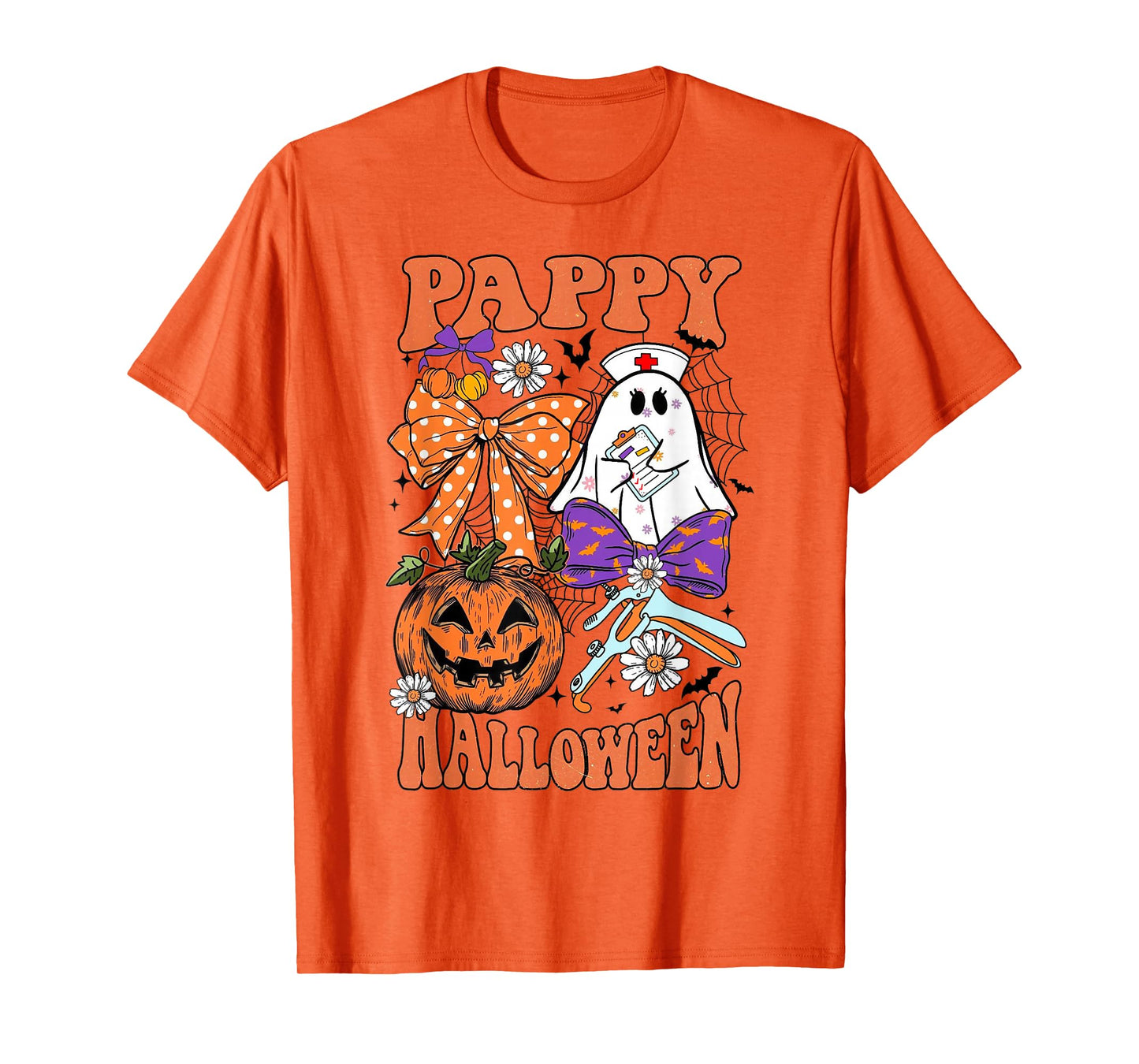Pappy Halloween Ghost with Speculum Pumpkin Cute OBGYN Nurse T-Shirt