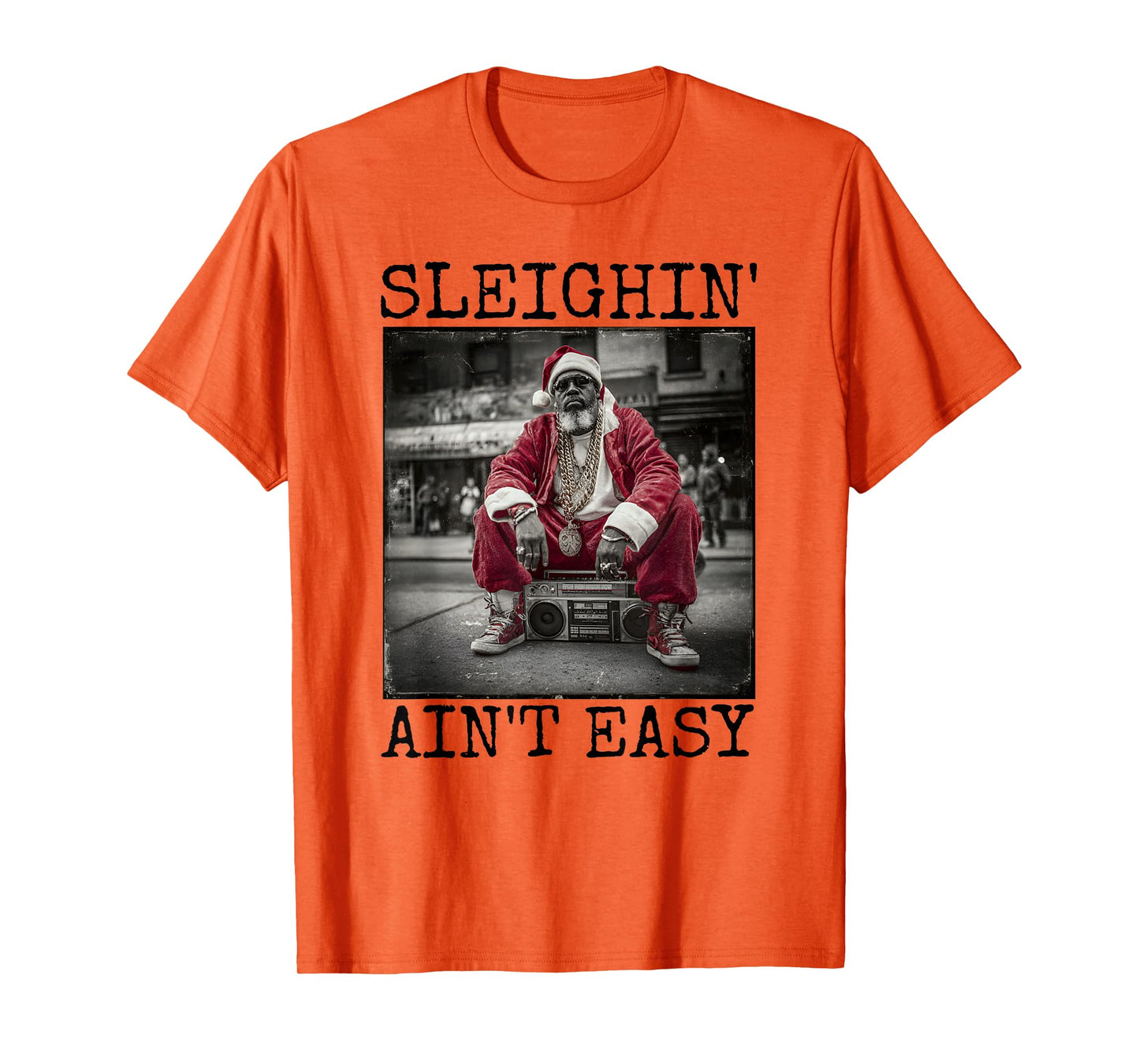 Black B-boy Santa Claus Hip Hop Christmas T-Shirt