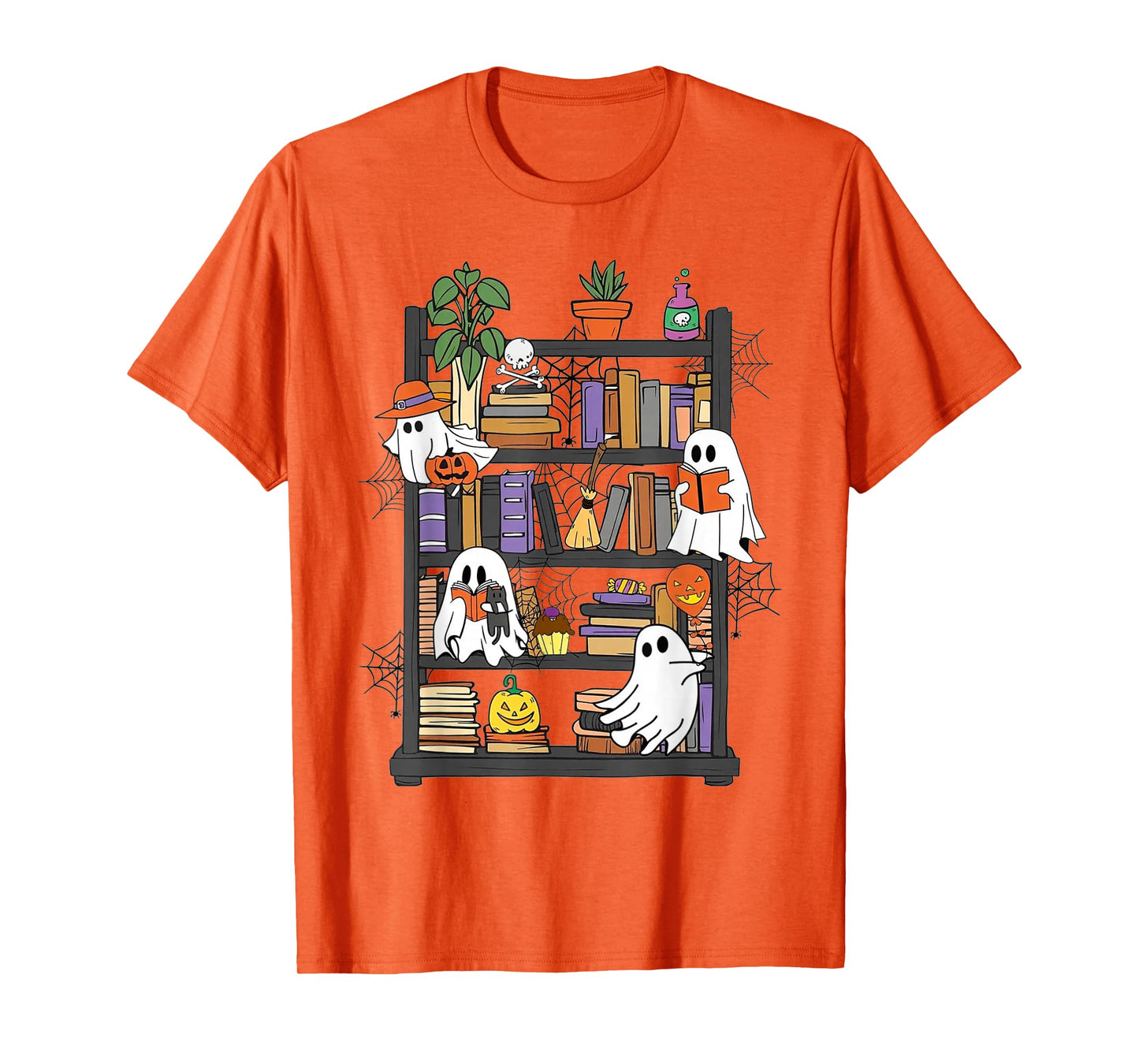 Retro Halloween Cute Witch Ghosts Jack-o'-Lantern Plants T-Shirt