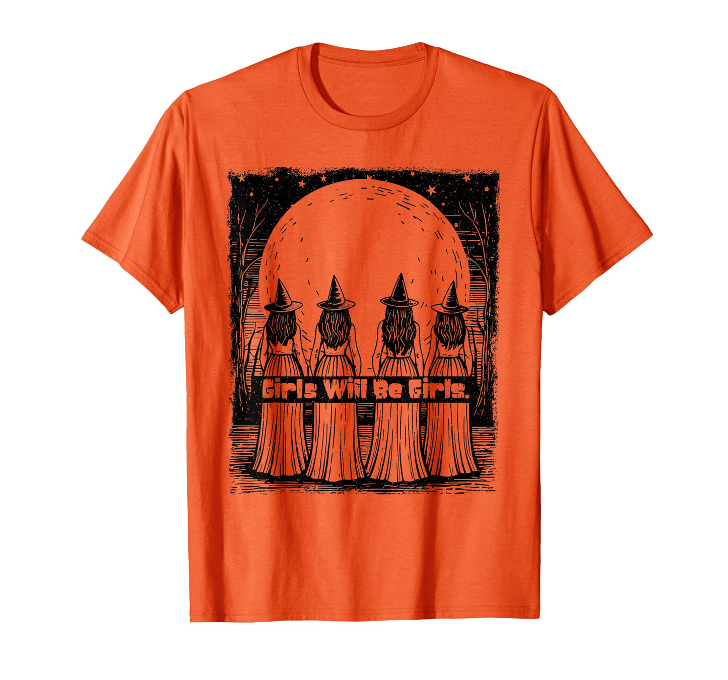 Retro Halloween Girls Witches Spooky Season Witchy Vibes T-Shirt