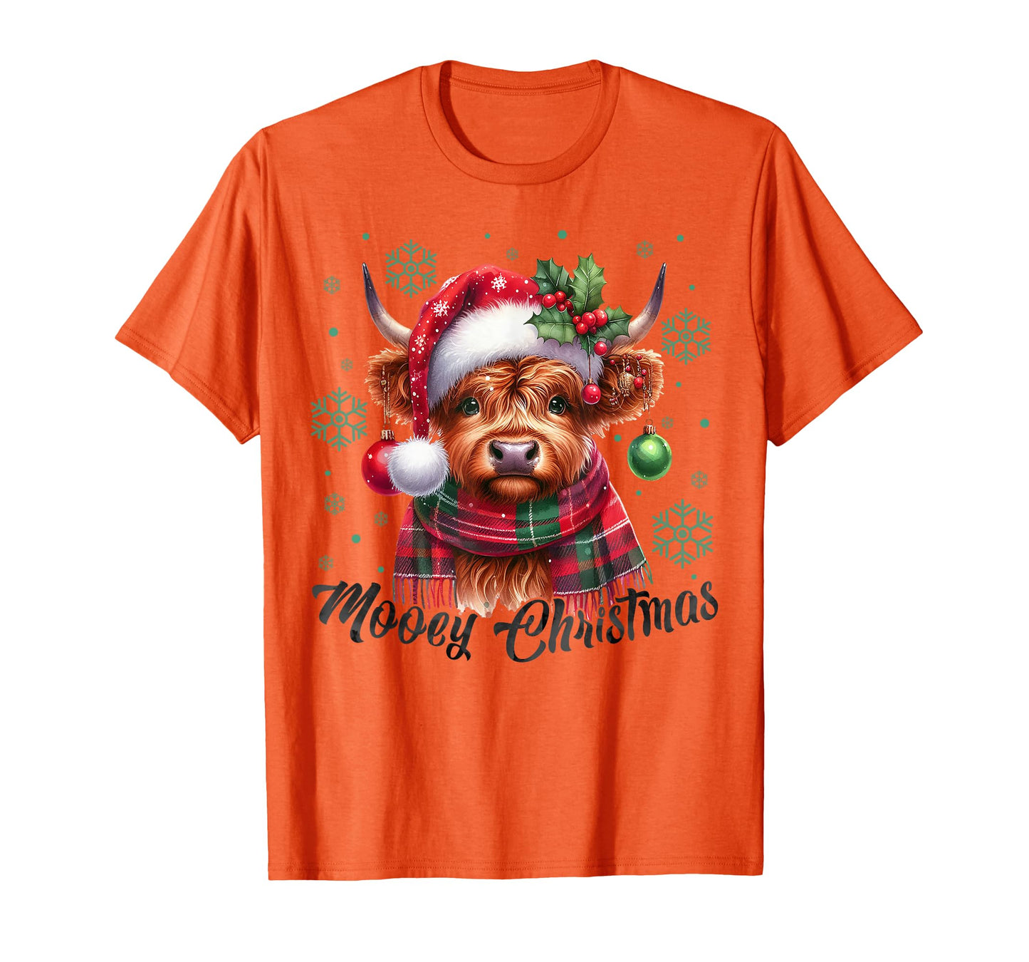 Mooey Christmas Highland Cow Christmas Lights Cow Lovers T-Shirt