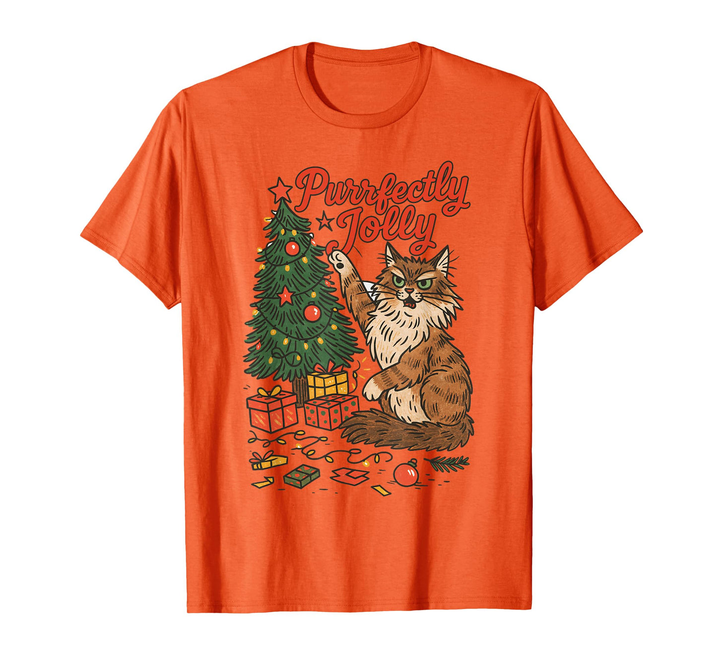 Christmas Xmas Vibes Cat Lover Cat Mom Purrfectly Jolly T-Shirt