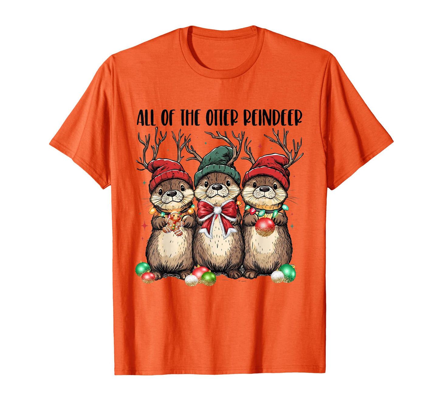 All of The Otter Reindeer Christmas Otters Santa Xmas Pajama T-Shirt