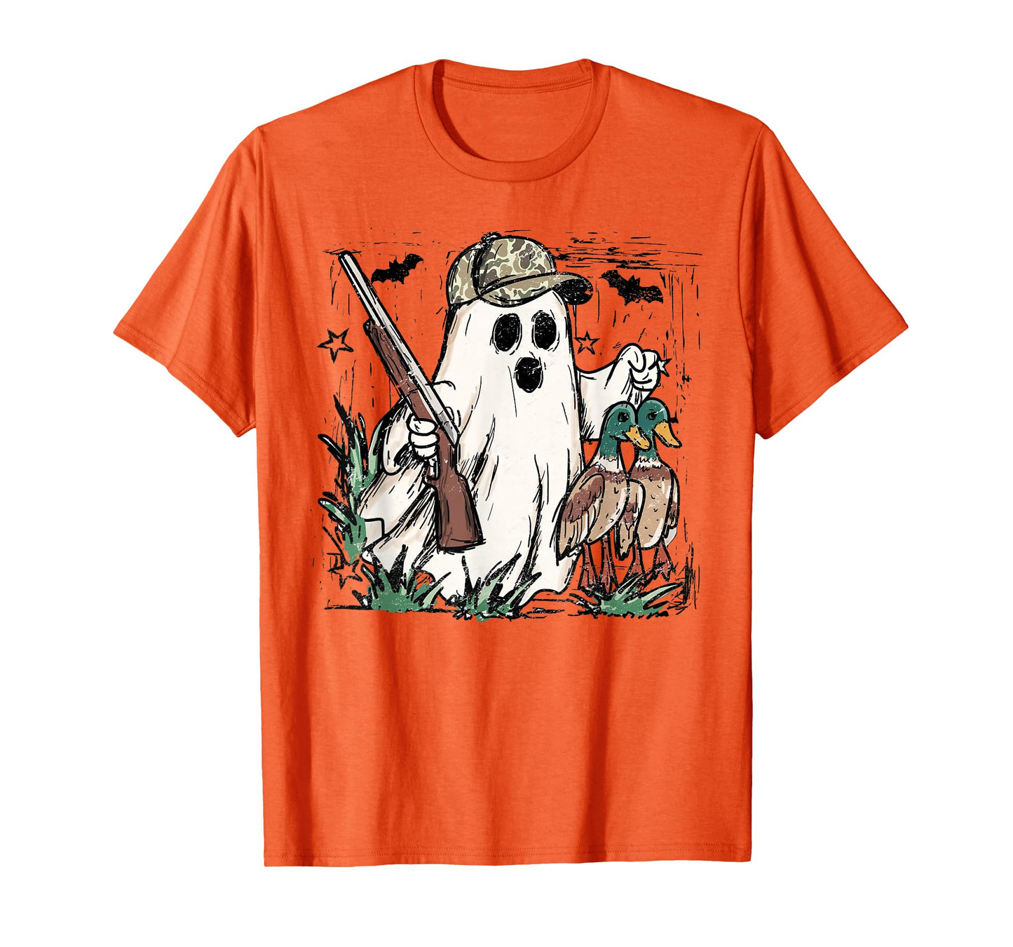 Duck Hunting Ghost Retro Camouflage Funny Halloween Hunter T-Shirt