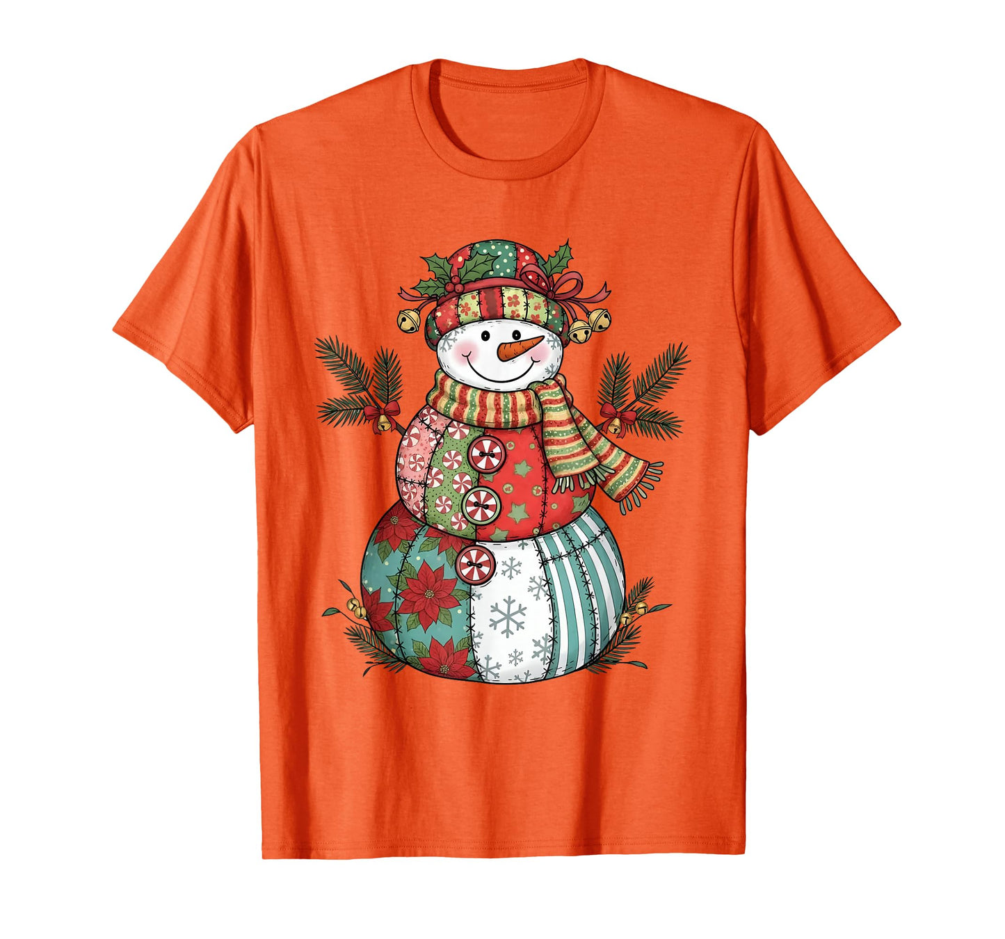 Patchwork Snowman Retro Funny Christmas Xmas Snowman Holiday T-Shirt