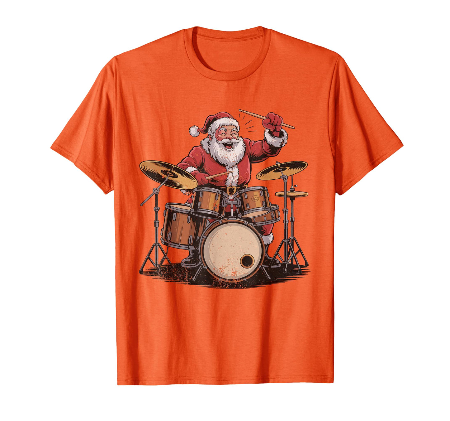 Vintage Santa Playing Drums Retro 90s Chrismas Drummer T-Shirt