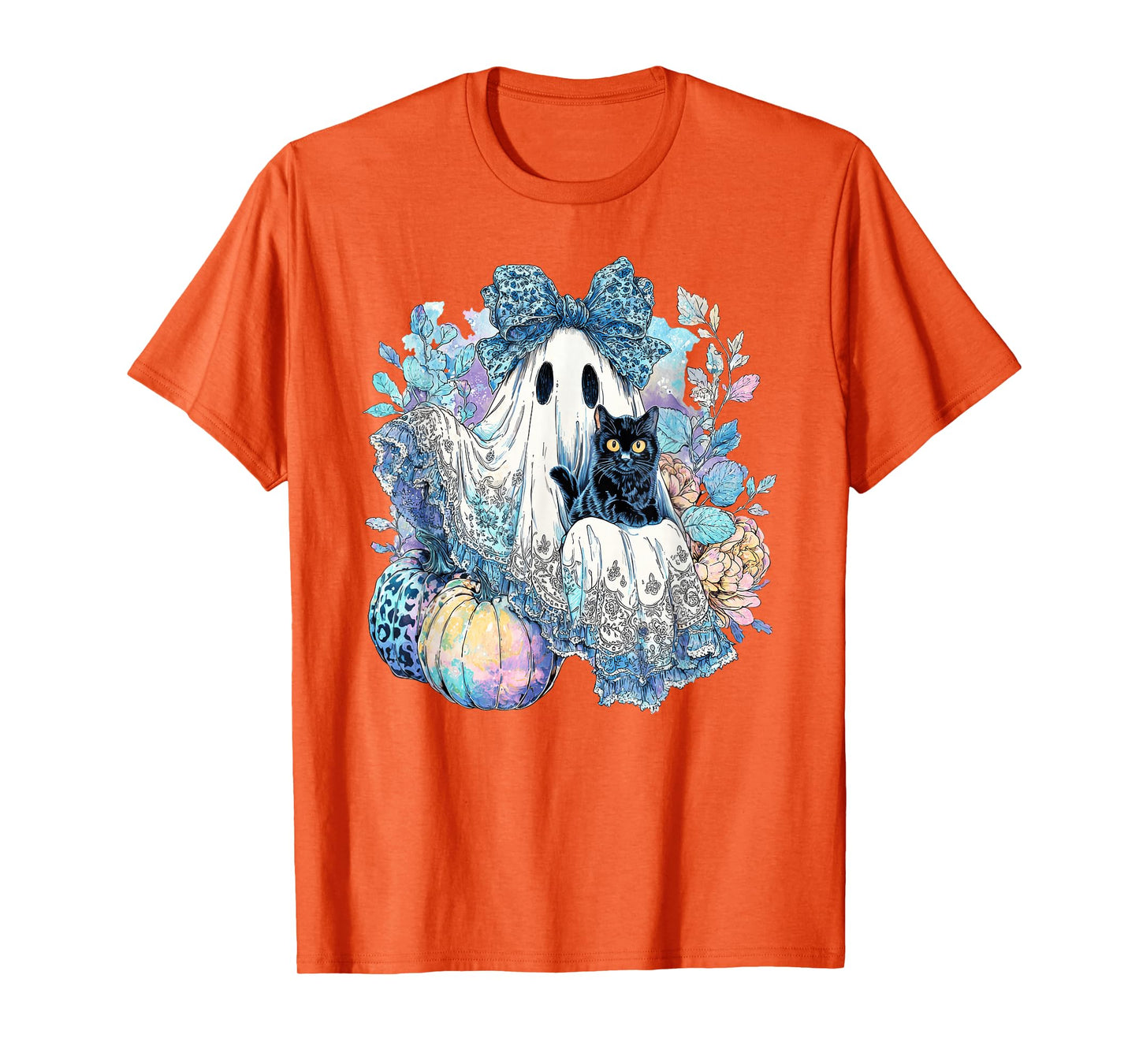 Pastel Halloween Lace Ghost Coquette Bow Leopard Spooky T-Shirt
