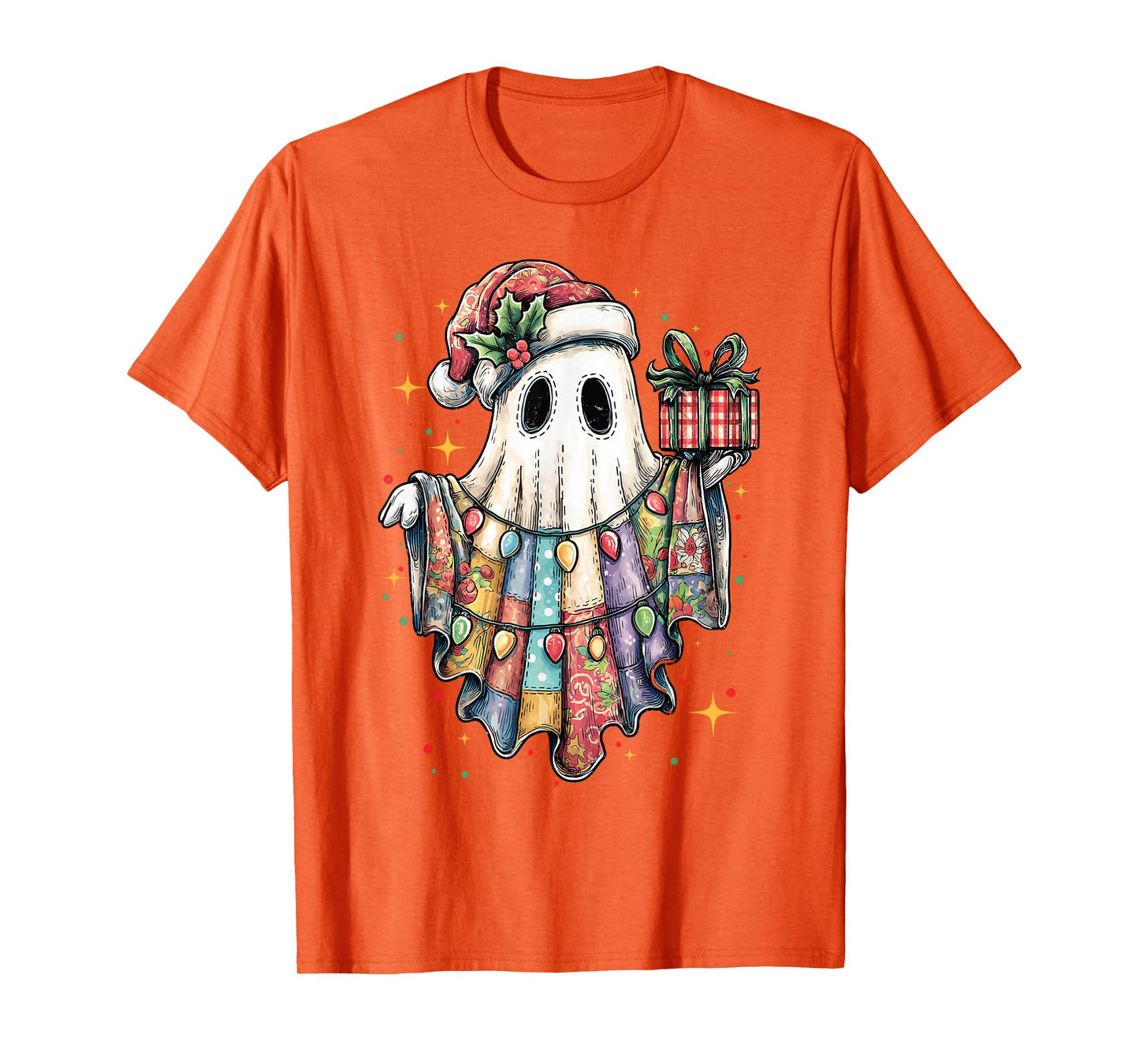 Patchwork Ghost Boo Preppy Girly Christmas Xmas Holiday Kids T-Shirt