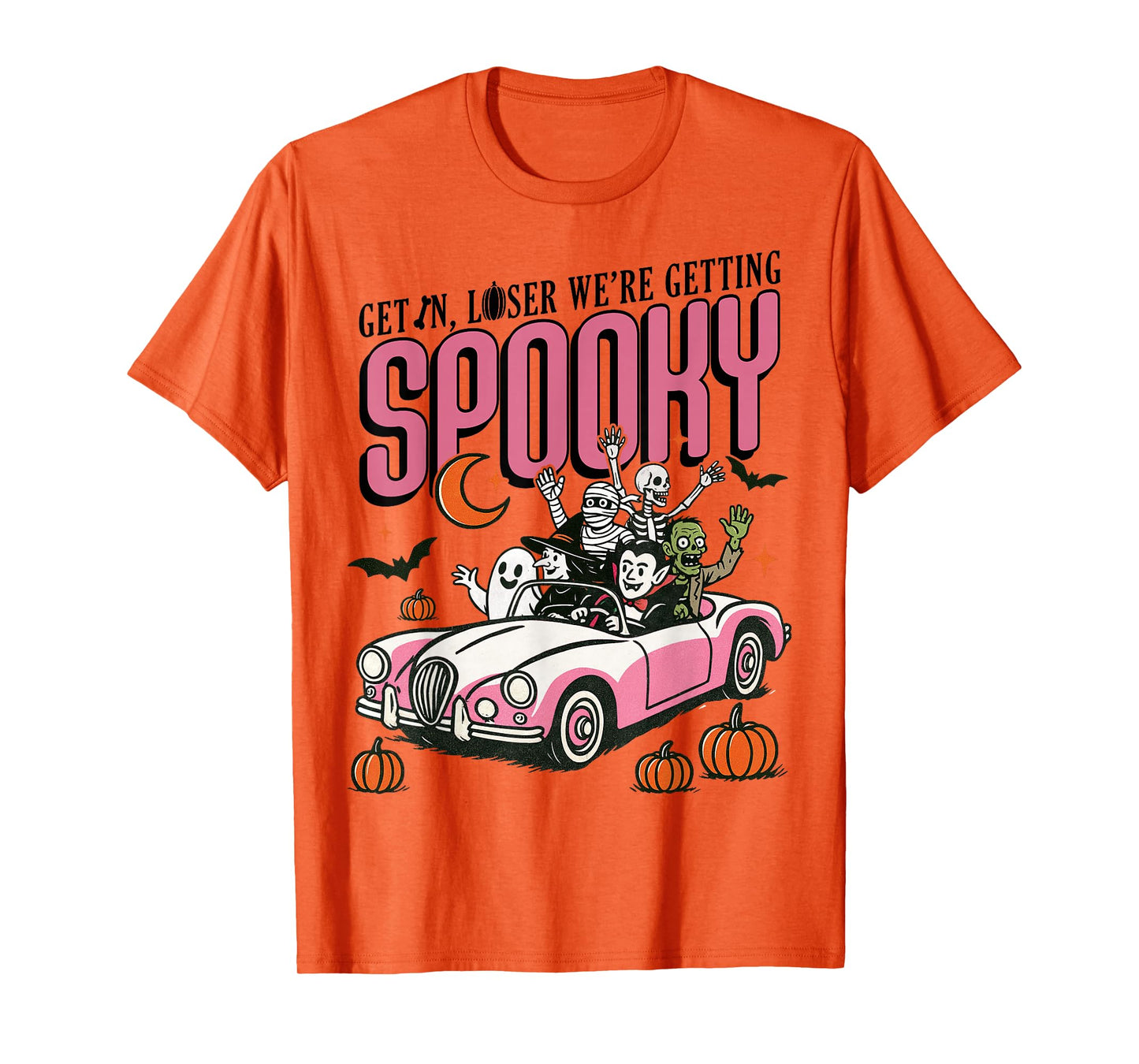 Retro Halloween Spooky Vintage Witch Skeleton Horror Pumpkin T-Shirt