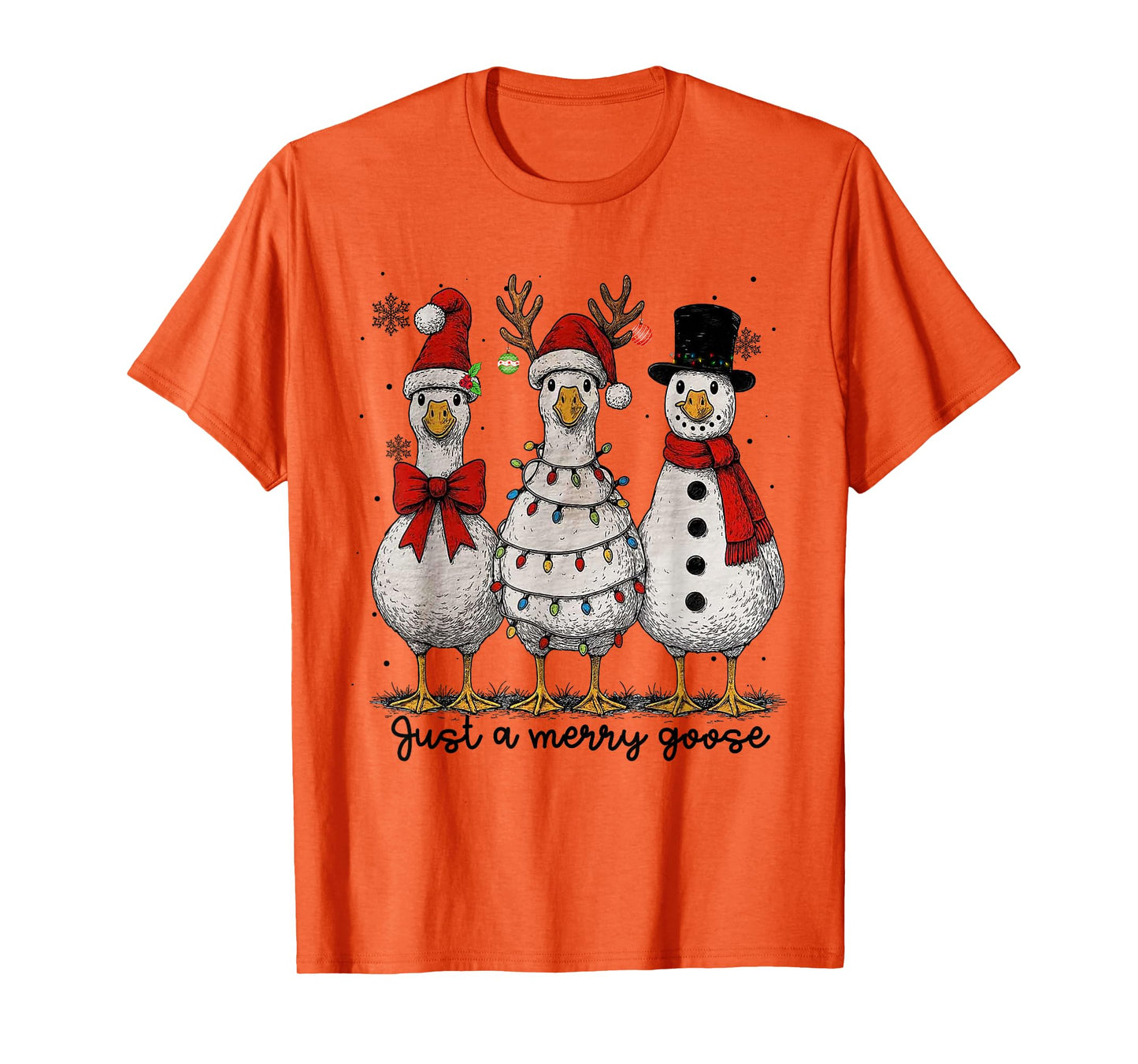 Vintage Christmas Silly Goose Santa Reindeer Men Women Kids T-Shirt