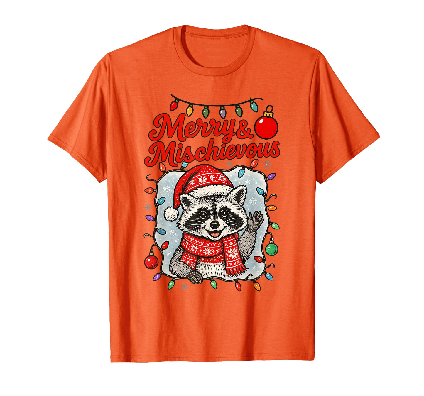 Christmas Xmas Vibes Racoon Lover Feral Merry & Mischievous T-Shirt