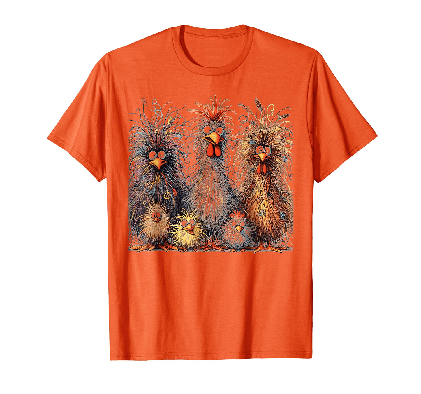 Eagerlys Colorful Funny Chicken Art, Crazy Chicken Family T-Shirt