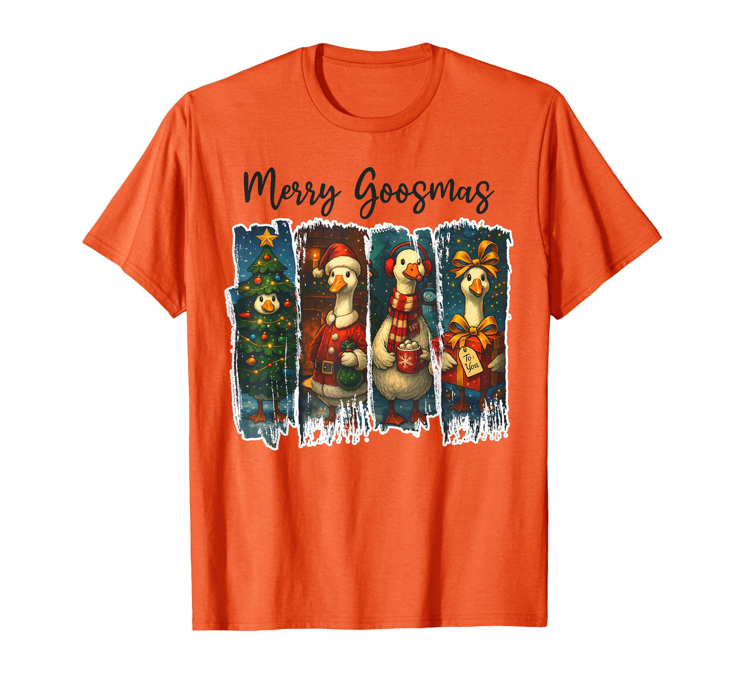 Funny Retro Merry Goosemas Christmas Silly Goose Xmas Lights T-Shirt