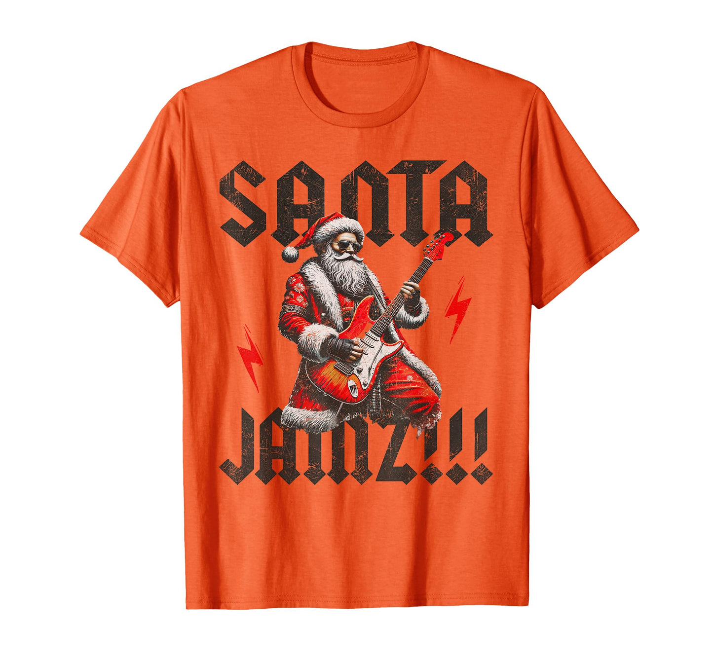 Rock and Roll Christmas Santa Claus Guitar Player Men Women T-Shirt