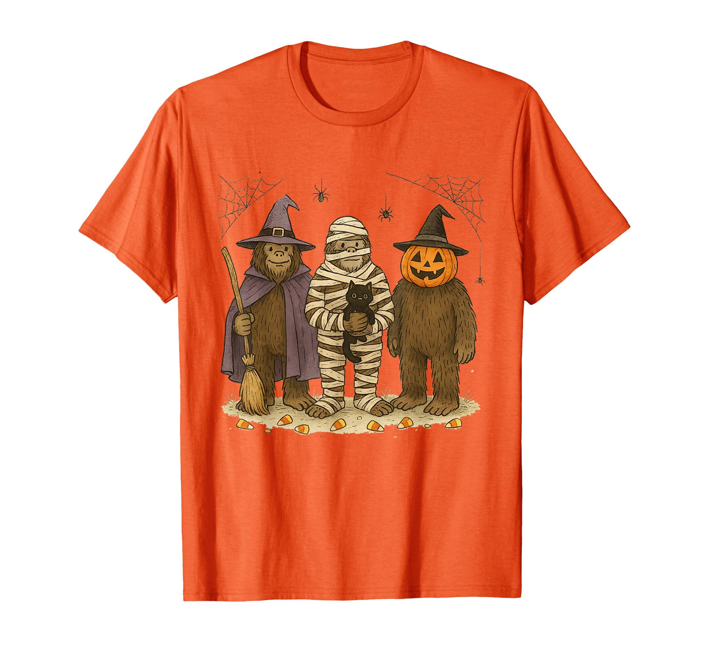 Funny Mummy Bigfoot Witch Hat Halloween Spooky Costumes Mens T-Shirt