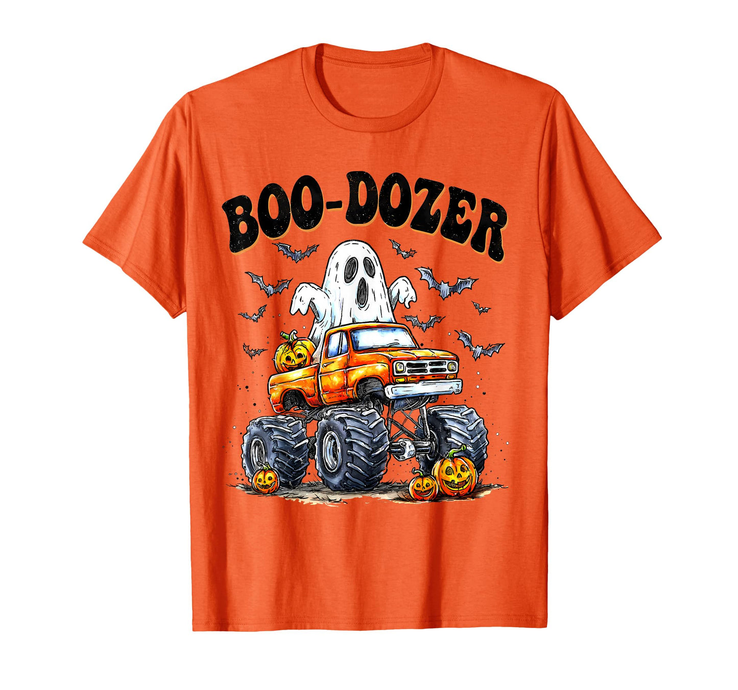 Boo Dozer Ghost Bulldozer Halloween Construction Trucks Kids T-Shirt