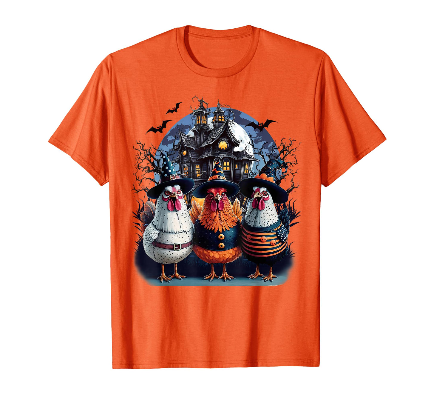 Witch Chicken Haunted House Funny Halloween Costume T-Shirt