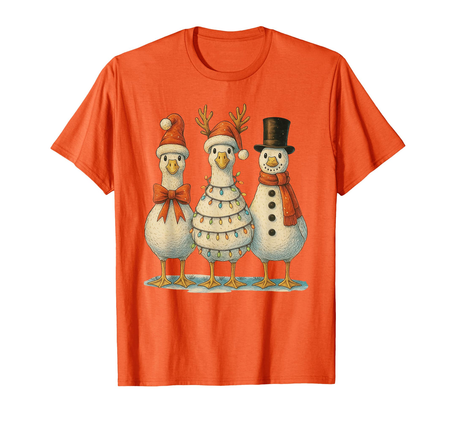 Fun Christmas Goose Santa Reindeer Snowman Goose Silly Goose T-Shirt