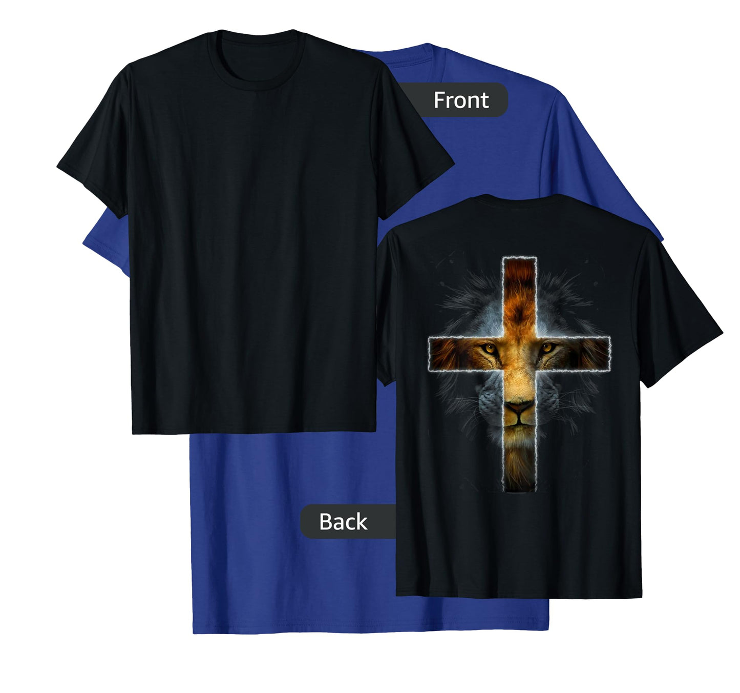 Christian Jesus Lion of Tribe Judah Cross Men Women ON BACK T-Shirt