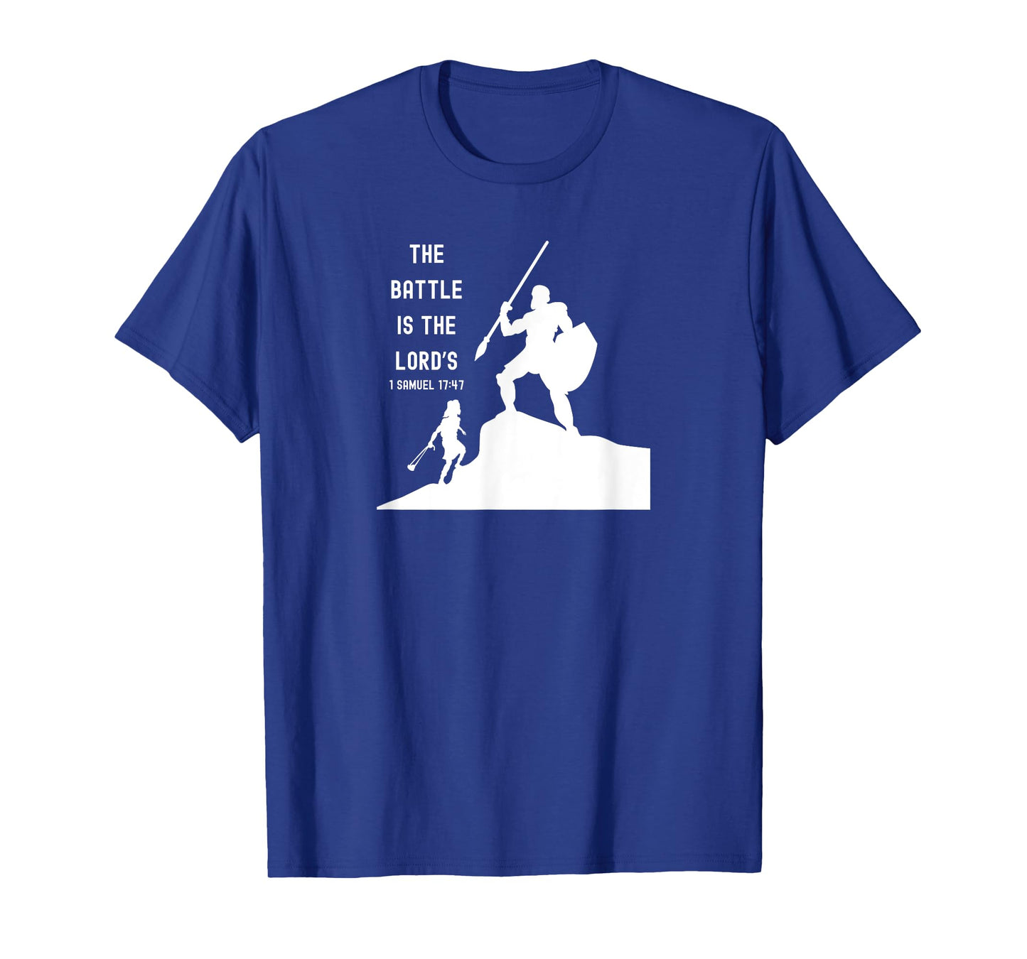 Inspired Words of Hope Bible Verse David and Goliath Christian Scripture Motivating T-Shirt, Small, Black