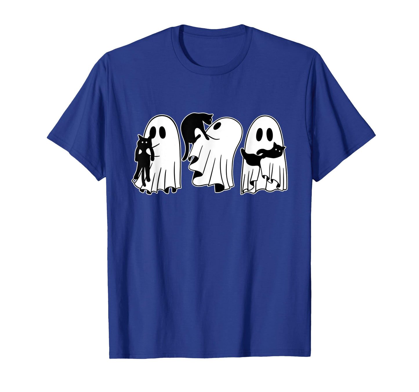 Ghost Holding Black Cat Funny Halloween Cat Lovers Women Tee T-Shirt
