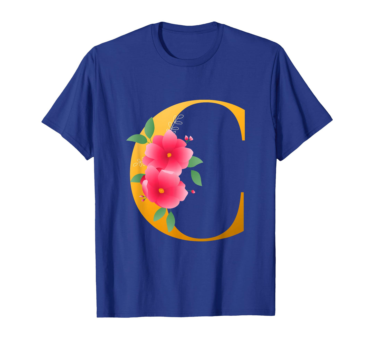 Cool Floral Alphabet Cute Initial Monogram Letter C Graphic T-Shirt