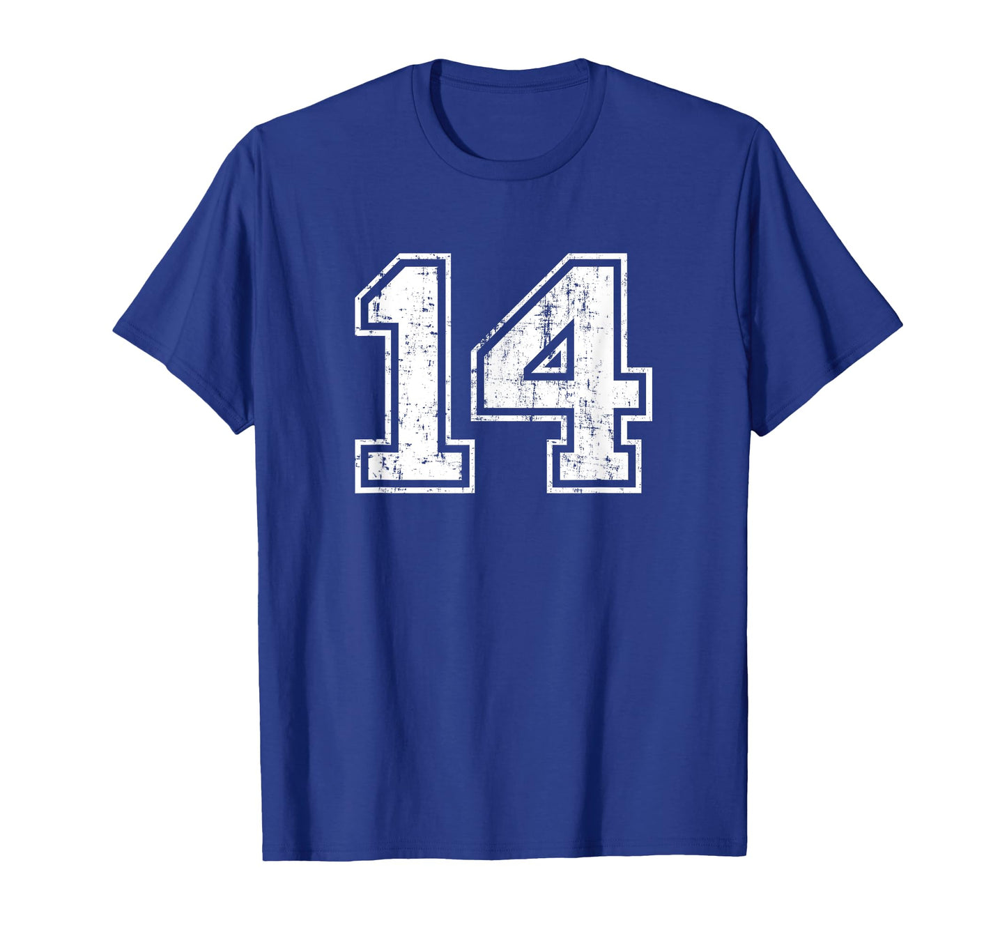 Number 14 Fourteen Distressed Vintage Sports Team Training T-Shirt