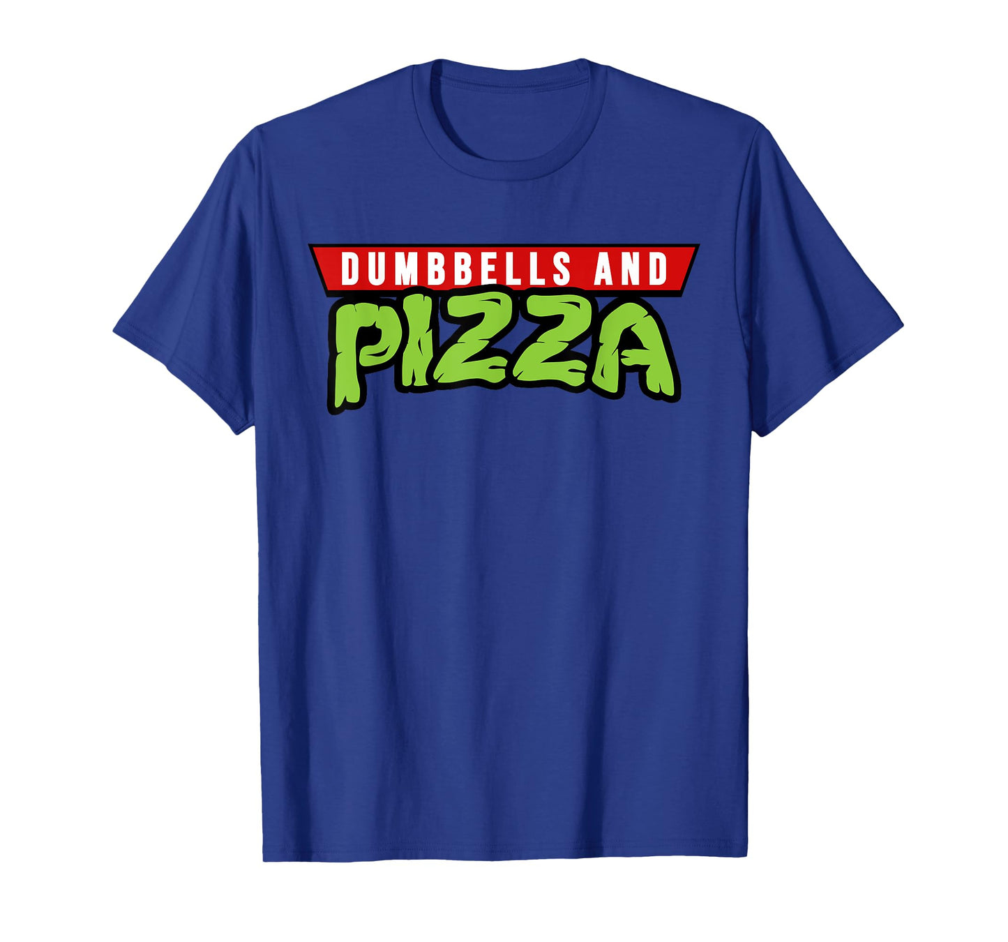 Dumbbells and Pizza Funny Cute Turtle Themed Gym and Fitness T-Shirt