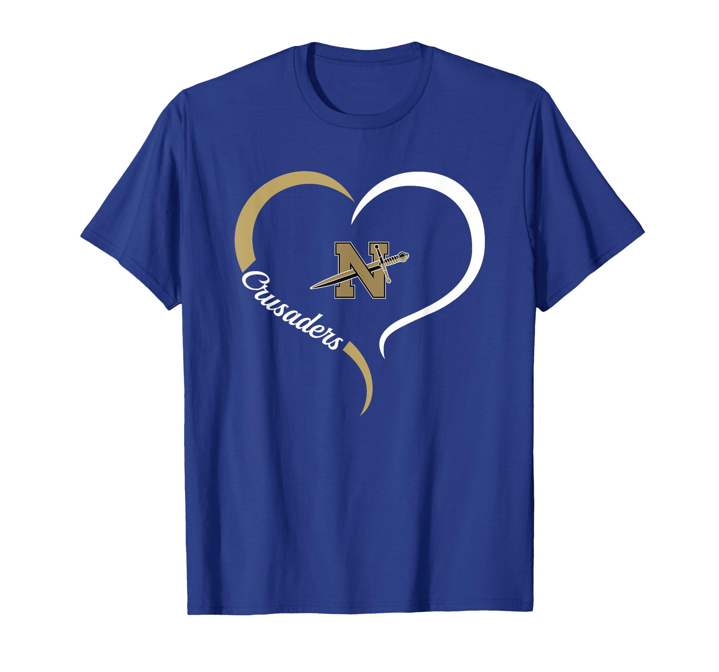 L'Anse Creuse North Crusaders Logo Half Heart Slogan HS T-Shirt
