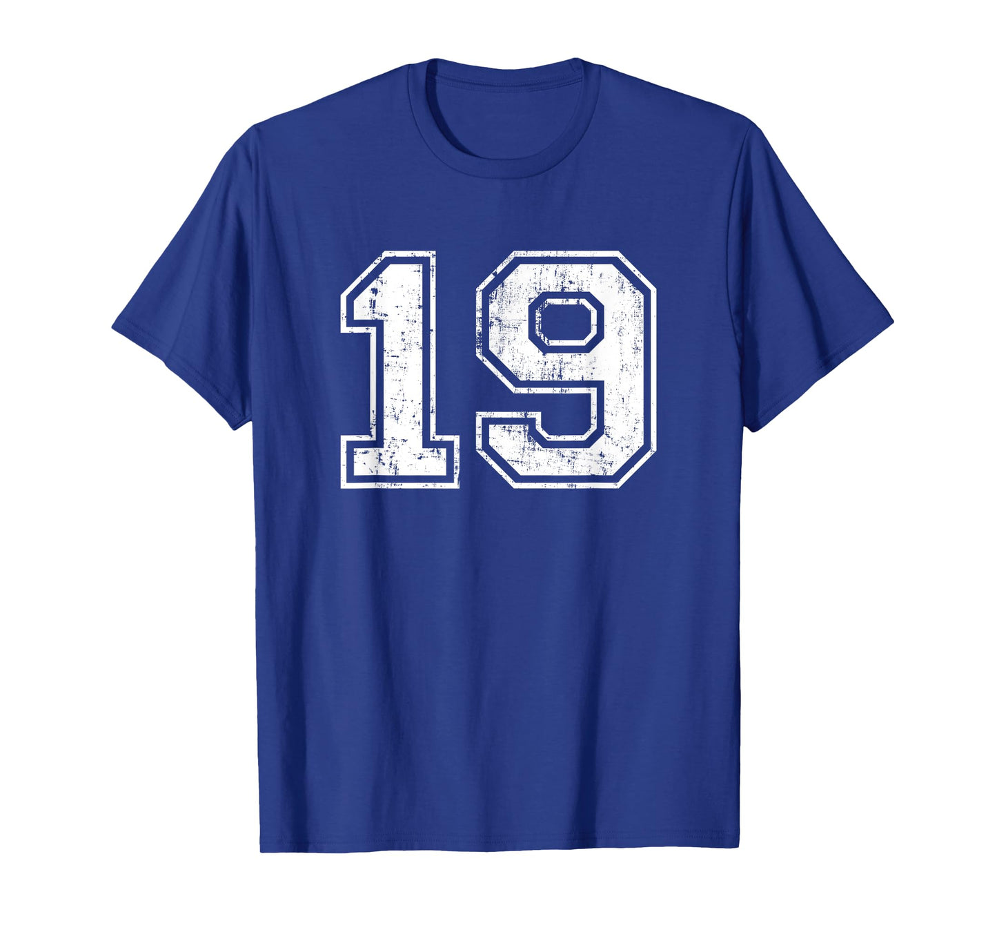Number 19 Varsity Distressed Vintage Sports Team Practice T-Shirt