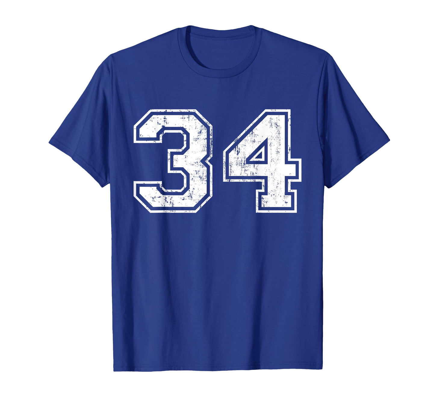 Number 34 Distressed Vintage Thirty Four Sport Team Practice T-Shirt
