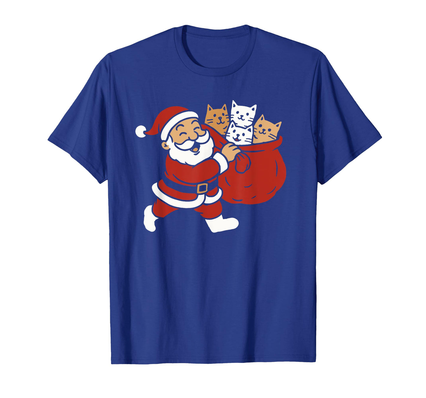 Santa Claus Holding Bag of Cats Christmas T-Shirt