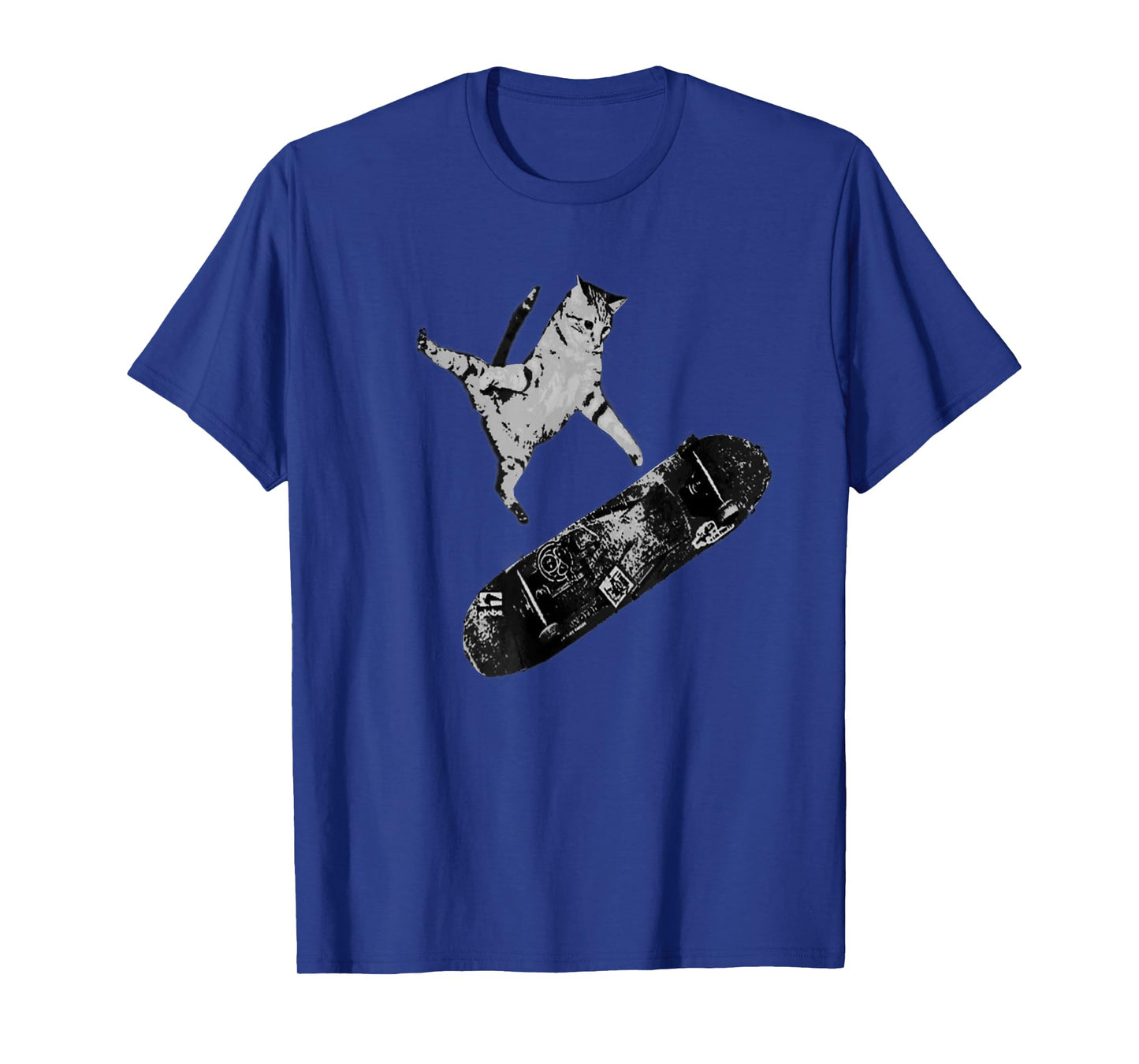Cat on Skateboard Graphic Tee – Funny Kitten on Skateboard T-Shirt for Men Women
