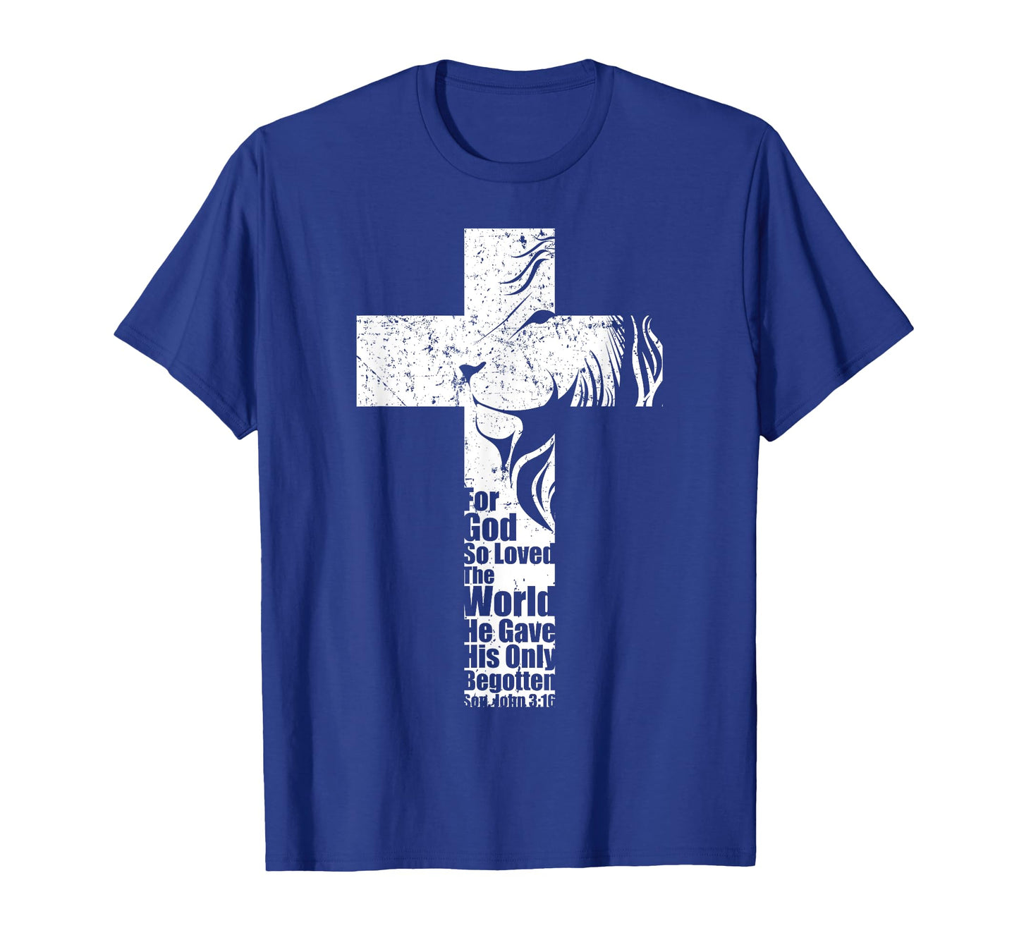 John 3:16 Christian Cross Lion Gifts Bible Verse Sayings Men T-Shirt