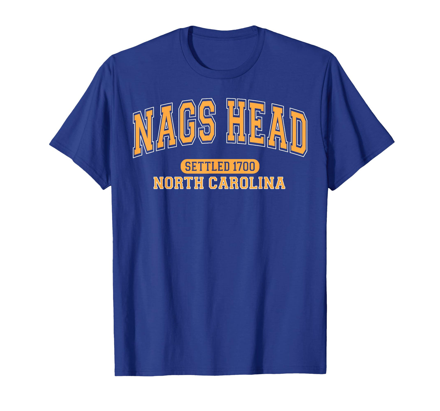 Nags Head North Carolina Settled 1700 Arched Orange Letters T-Shirt