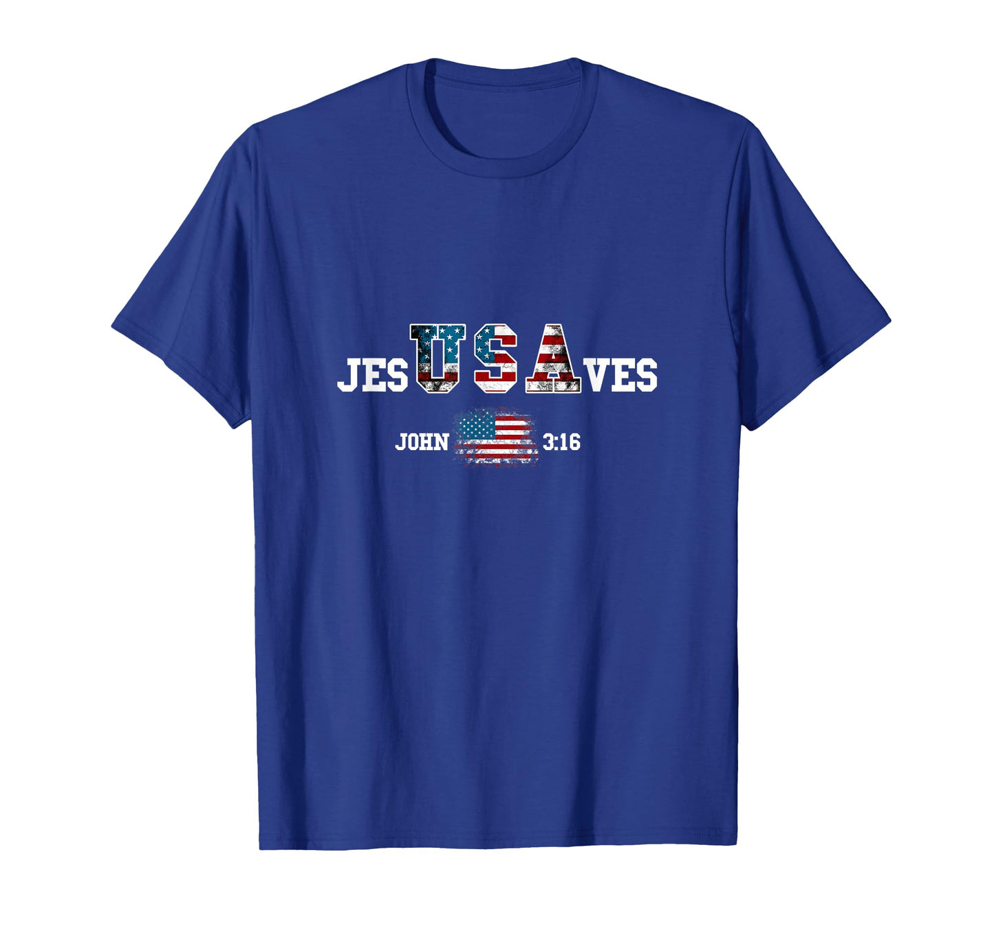 Jesus Saves USA American Flag Patriotic Christian Women Kids Men T-Shirt