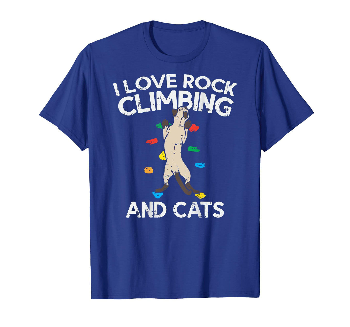 I Love Rock Climbing & Cats (on back) Cute Climbing T-Shirt