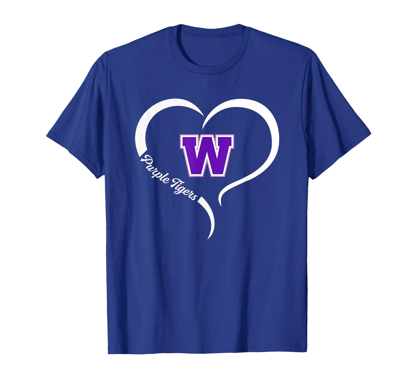 Watertown Purple Tigers Logo Half Heart Slogan HS T-Shirt