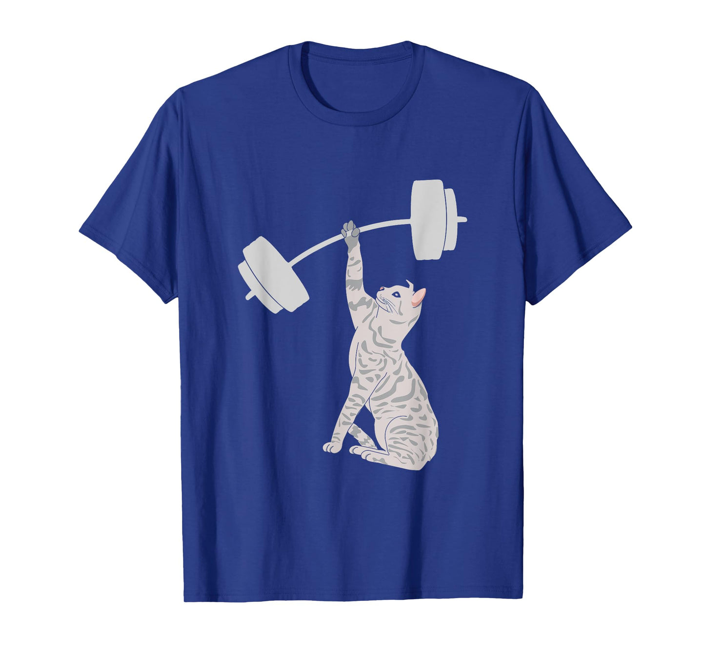Cat Deadlifting Funny Fitness Gym Lover Cat BarBell T-Shirt