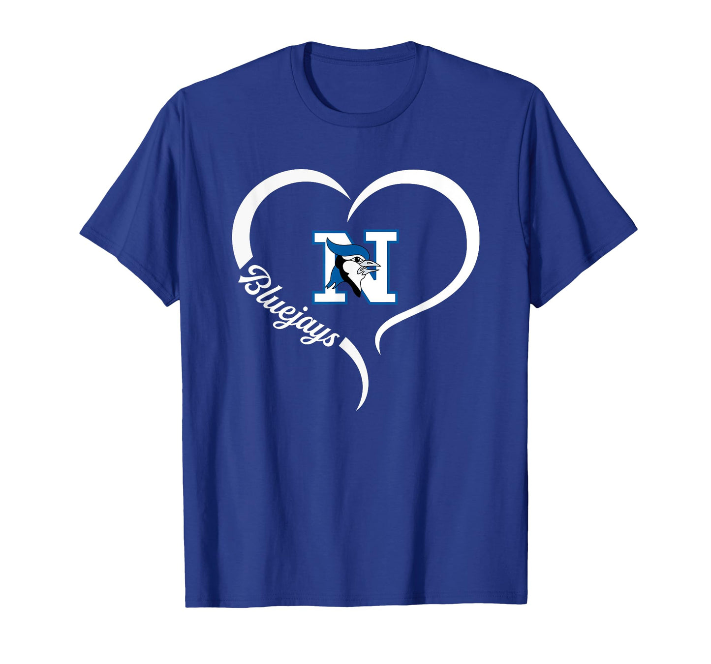 Needville Bluejays Logo Half Heart Slogan HS T-Shirt