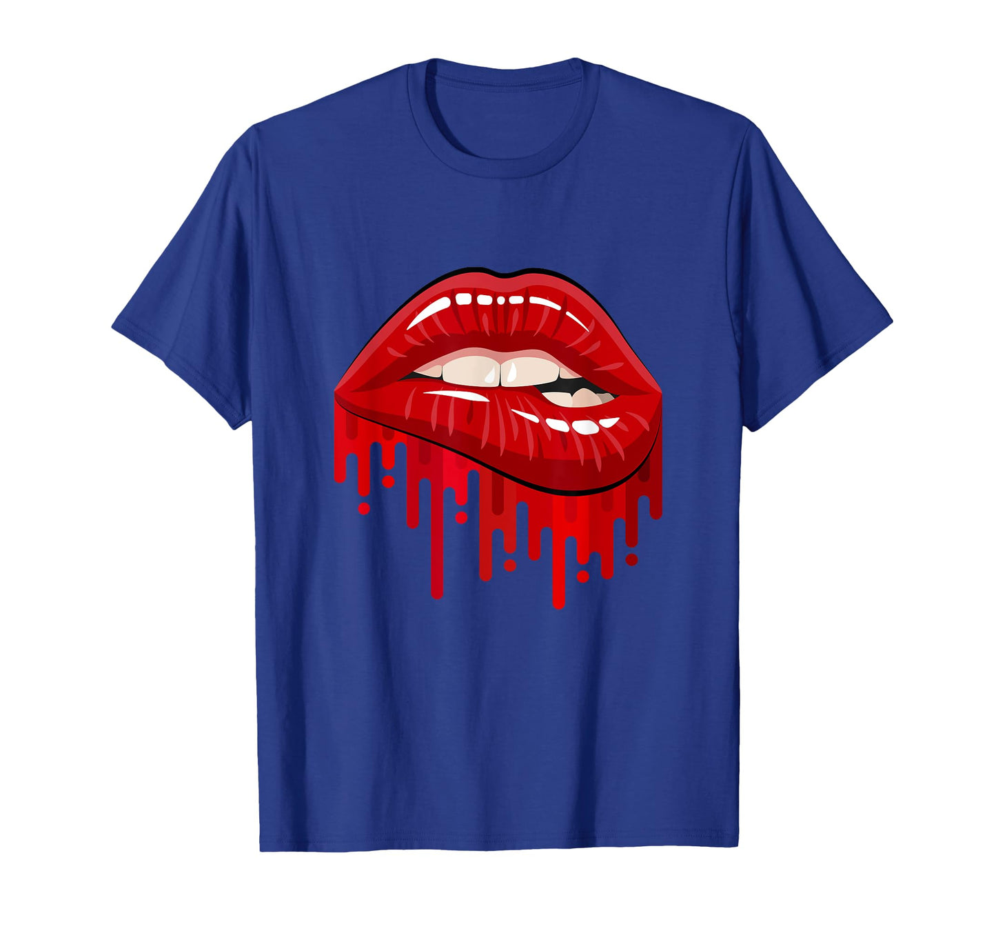 Cool Men's Women's Bold Red Biting Lips Graphic Short Sleeve T-Shirt