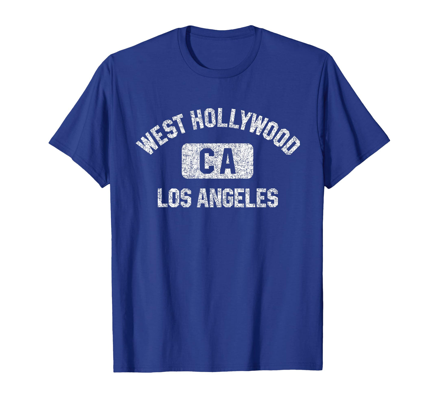 West Hollywood Los Angeles Gym Style Distressed White Print T-Shirt