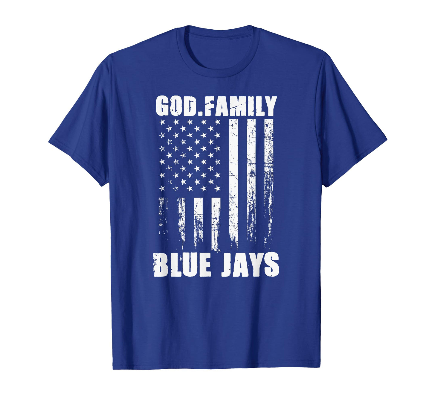 Junction City Blue Jays God. Family. Vintage USA Flag T-Shirt