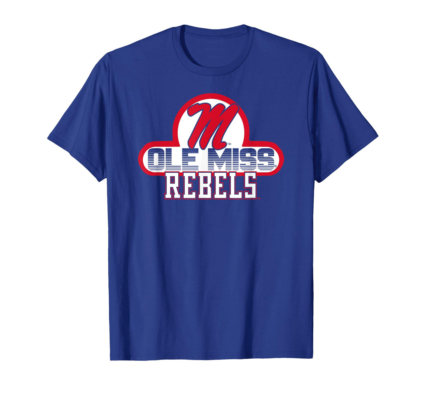 Elite Authentics Unisex-Adults and Kids Blue Small Mississippi Ole Miss Rebels College Sports Modern Letter Print Short Sleeve T-Shirt