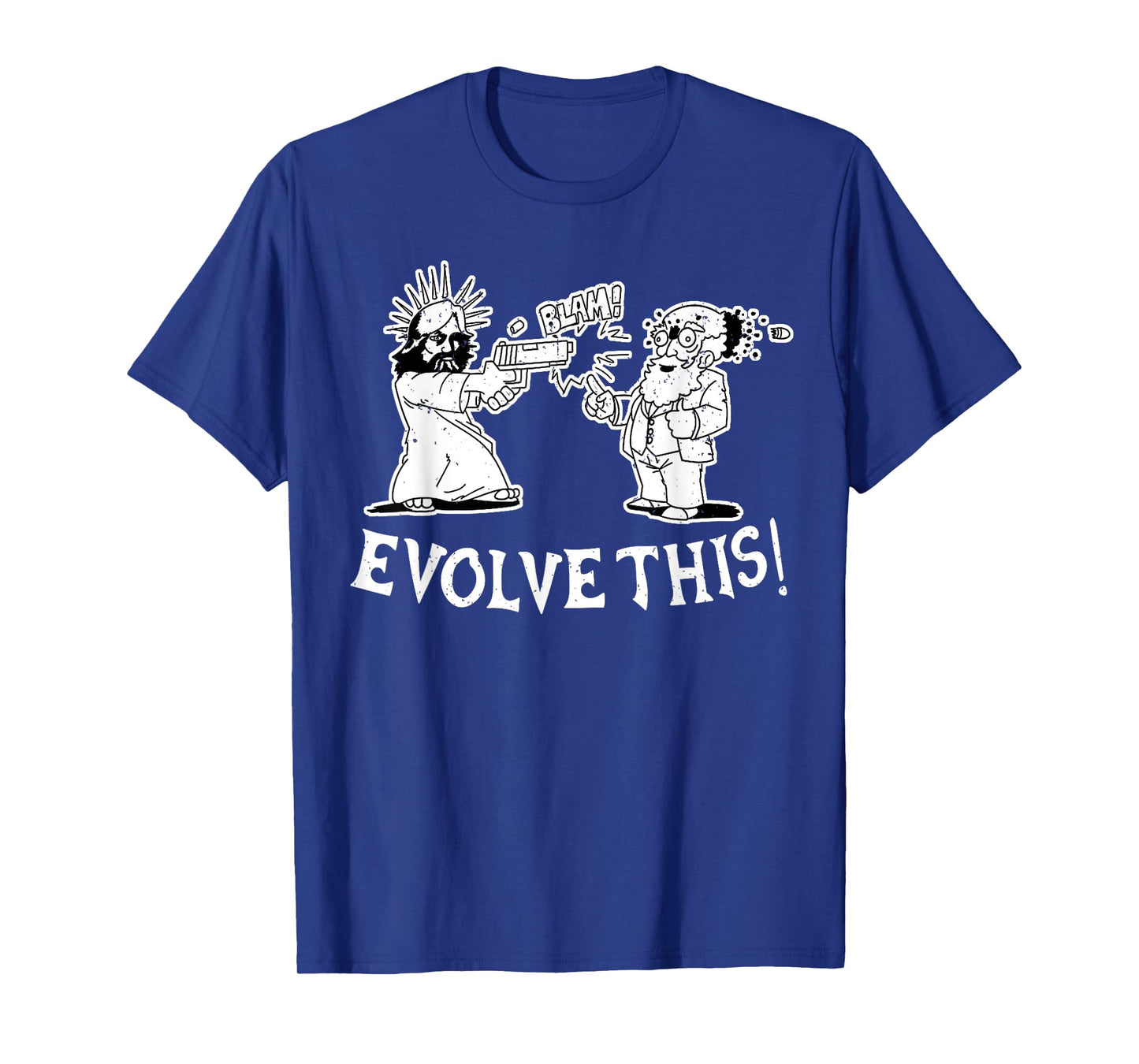 Vintage Evolve This Jesus And Darwin T-Shirt, Small, Black