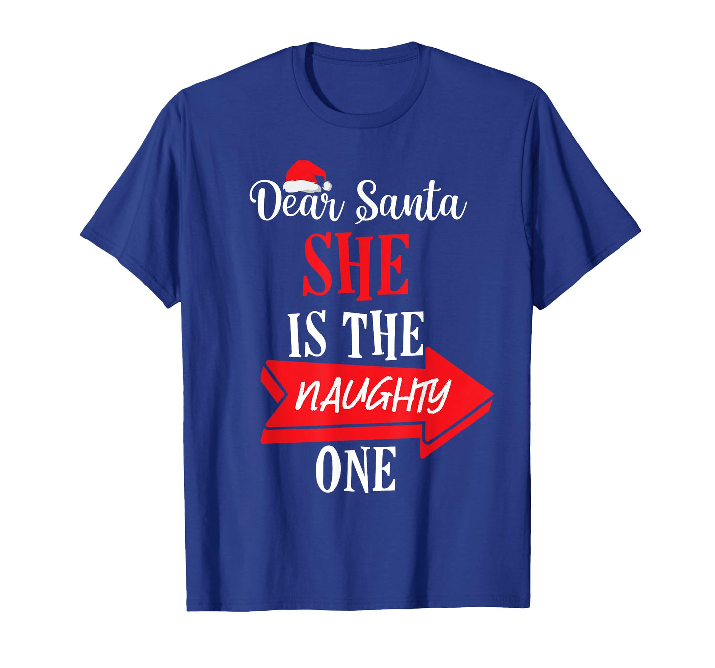 She is The Naughty One Christmas Matching Couple Boyfriend T-Shirt