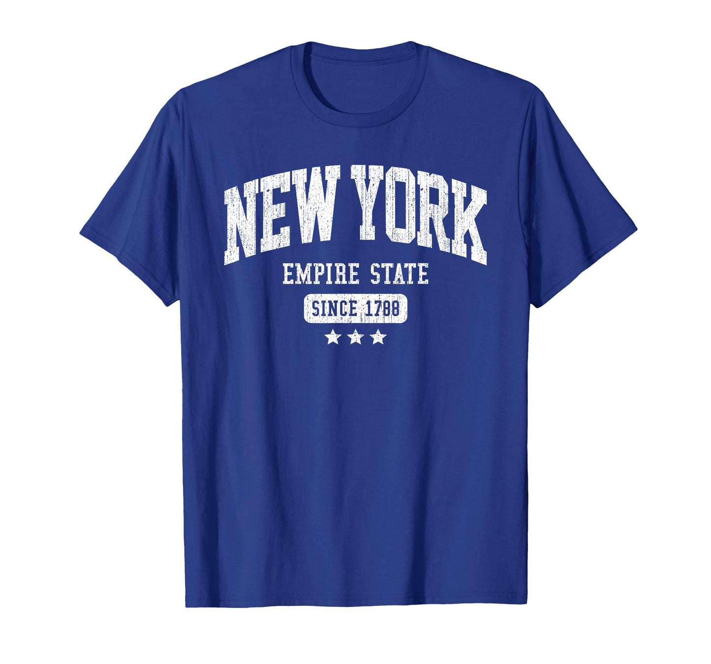 Vintage New York Empire State NYC Weathered White Text T-Shirt