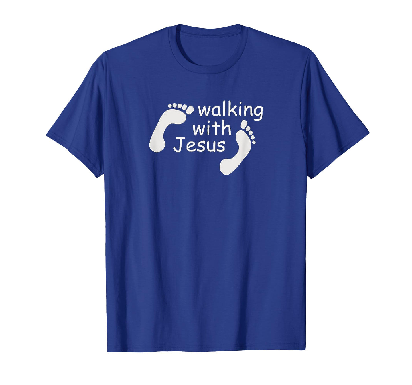 Walking With Jesus Funny Human Footprint Christian Faith T-Shirt